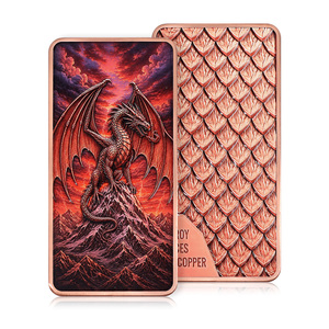 Fantasy Dragon 10 Troy Ounces Barre de Cuivre Fin avec Relief 3D Imprimé en Couleur, Lingot de Cuivre Massif 10oz - Product Image 1