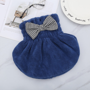 Bonnet de douche en peluche mignon avec nœud, séchage rapide, en polaire corail, serviette-chapeau pour cheveux, pour femmes, accessoires de bain et de nettoyage, bleu, orange, gris, rose - Product Image 2