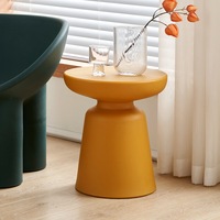 Table basse ronde moderne et simple en plastique avec structure métallique pour salon, entrée, meubles de maison, tables d'appoint de chevet, petites tailles