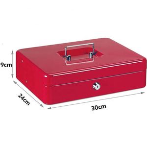 กล่องล็อคโลหะ2ชั้นปลอดภัยเหล็กจัดระเบียบกุญแจเงินสดฝาปิดล็อคได้ - Product Image 2