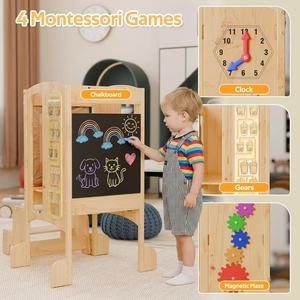 Wooden children's learning tower, home floor-standing <b>kitchen</b> step stool, baby wash stool, solid wood multi-purpose wash stool - Product Image 5