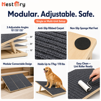 Rampe modulaire pour chiens et chats pour escaliers, réglable, en bois, sûre, pliable, rampe intérieure pour chien avec support triangulaire et patins antidérapants