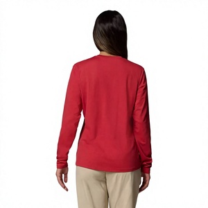 T-shirt à manches longues pour femme de qualité supérieure pour l'exportation, en tissu doux mélangé, col rond, haut décontracté, fournisseur de vêtements en gros OEM ODM - Product Image 3