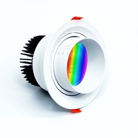 Plafonnier LED COB à focalisation réglable, projecteur RGBW, angle d'émission réglable, lumière d'ambiance