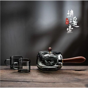กาน้ำชาหมุนได้พร้อมฝาปิด แก้วทนความร้อน สำหรับชุดชงชา - Product Image 4