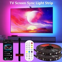 TV LED rétro-éclairage sans caméra-WiFi TV LED bande lumineuse avec HDMI Sync Box, jeu chambre décor RGBIC TV éclairage avec musique S