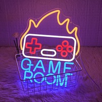 Lampu Neon LED Kustom Bentuk Gamepad Api untuk Dekorasi Warnet, Cocok untuk Ruang Game Esport Profesional
