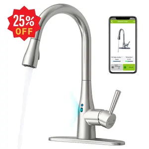 Wasser qualitäts überwachung APP Control Küchen spüle Wasserhahn Touch less Wasserhahn Pull Down Automatische Sensor Wasserhähne