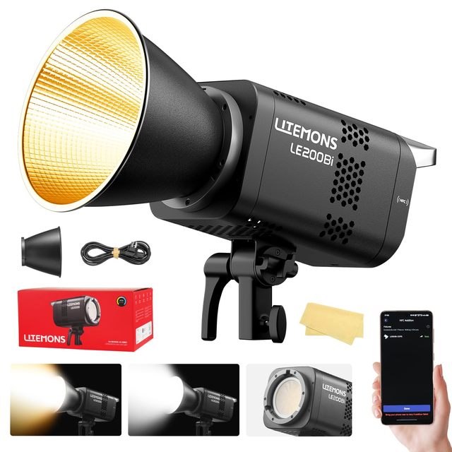 Litemons Le200bi 220w Bi-color Cob Led Video Light Bowens Mount Professional Continuous Studio Photography Lighting App