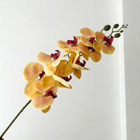 Fleurs d'orchidées Phalaenopsis artificielles de haute qualité, toucher réel, 9 têtes, grandes fleurs, feuilles, tiges, plantes pour la maison et les mariages