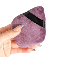 Esponja de algodón con acabado aterciopelado, suave, rosa, con logotipo personalizado, corrector de maquillaje, forma triangular, súper suave, portátil, aplicador de polvo.