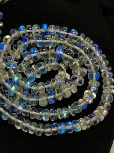 Piedra Lunar Arcoíris Genuina de Alta Calidad AAAAA, Hilo de 16 Pulgadas, Cuentas Lisas Pulimentadas, Fuego Azul Intenso, Tamaño 3.5-7.5 mm para Joyería - Product Image 3