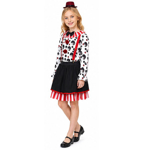 Disfraz de Payaso de Halloween para Niñas, Vestido con Falda Roja a Rayas y Tirantes - Product Image 2