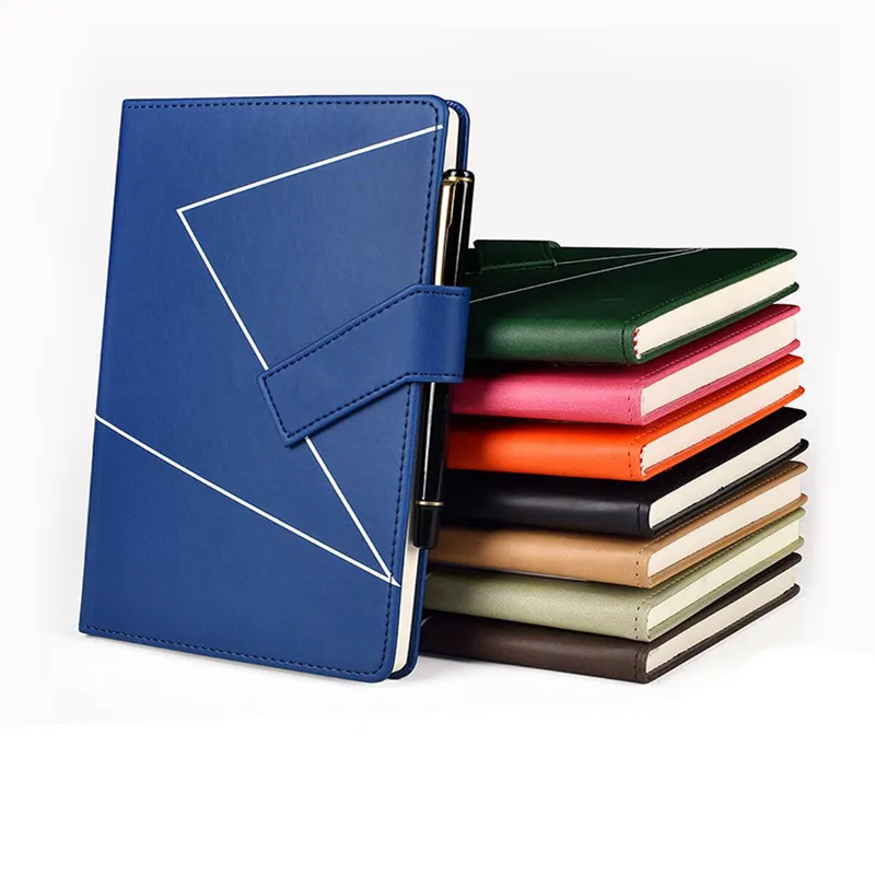 A5 Thickened pu leather office business notepad creative oblique buckle pen into a5 notebook