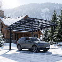 Abri de voiture extérieur imperméable en panneaux de polycarbonate avec structure en aluminium, solution de stationnement personnalisée