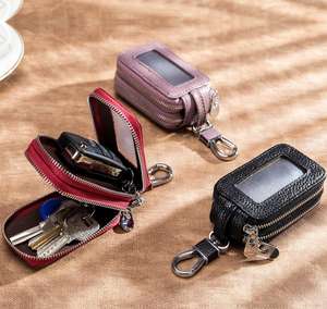 Porta Llaves de Cuero con Cierre, Doble Capa, Mini Funda para Llaves de Coche, Accesorio de Moda para Hombre y Mujer - Product Image 1