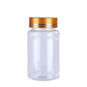 Botella de Almacenamiento de Plástico Transparente de 100g, 46mm de Diámetro, Boca Ancha con Tapa Dorada, Envase General en Forma de Cilindro - Product Image 1