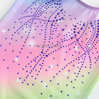 Nouveau à venir pas cher de haute qualité enfants filles à manches longues imprimé strass brillant enfants gymnastique justaucorps