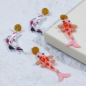 ต่างหูอะคริลิคทรงหางปลาสวยงามพิมพ์ลายทำจากเรซิ่นคุณภาพสูงของขวัญปีใหม่ถอดออกได้สำหรับผู้หญิง - Product Image 3