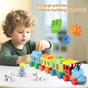 50PCS 대형 입자 ABS 플라스틱 STEAM 건설 장난감 빌딩 블록 <span class=keywords><strong>3</strong></span> 세 이상 된 기차 세트 DIY 교육 장난감 - Product Image 2
