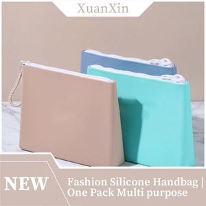 Elegant Fashionable Portable <b>Silicone</b> <b>Waterproof</b> Cosmetic Pouch Zipper Large Capacity Makeup Bag Coin Purse Travel Organizer - Product Image 2