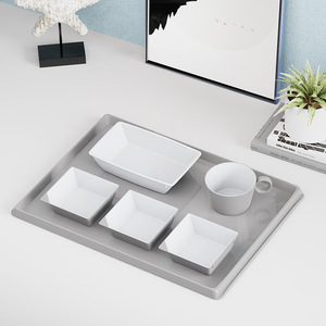 Plateau de service personnalisé pour avion avec gobelets, bols, assiettes, design antidérapant de couleur unie spécifique aux avions, pour utilisation en vol - Product Image 4