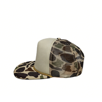 Topi Trucker 5 Panel Bermotif Camo, Pinggiran Datar, Jaring Busa, dengan Snapback yang Dapat Disesuaikan, Ringan, Nyaman, untuk Aktivitas Luar Ruangan dan Memancing
