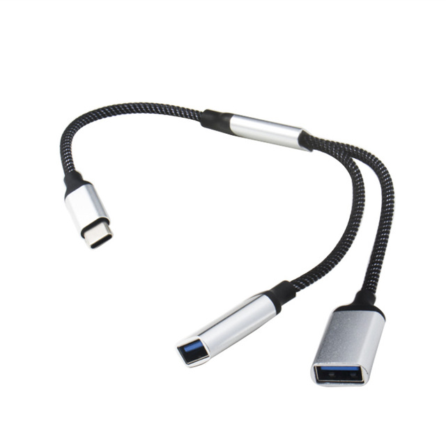 Type C to Two USB 2.0 OTG Multiple Hub USB C Male to Dual USB Female Adapter for Laptop Tablet