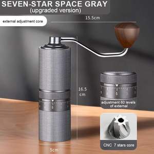 Moulin à café manuel portable en acier inoxydable avec poignée en bois, mini moulin à expresso pour usage domestique - Product Image 2