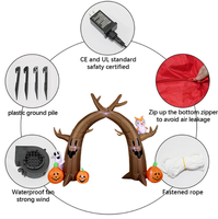 Arche Gonflable d'Halloween Thème Arbre Hanté avec Fantôme, Citrouille et Hibou Lumineux pour Décoration Extérieure de Jardin, Entrée ou Fête