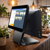 Ordinateur de point de vente à double écran de 15,6 pouces, écran tactile tout-en-un, système de point de vente, appareil avec lecteur de code-barres