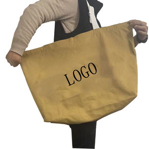 Logo personnalisé Grand sac fourre-tout écologique en toile de coton Sac à main week-end surdimensionné pour l'épicerie Cadeau de client géant - Product Image 4
