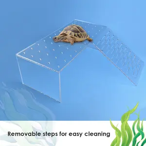 Trong Suốt Thân Thiện Với Môi Cá Rù<span class=keywords><strong>a</strong></span> Hộp Bể Terrarium Container Aquarium Nhự<span class=keywords><strong>a</strong></span> Bò Sát Lồng Với Nổi Basking Nền Tảng - Product Image 5