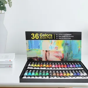 Acrylic Paint Set Of 24 Colors 12ml Tubes 3 Brushes Non Toxic Pigment Paints For Artist And Kids Ideal For Canvas Painting.