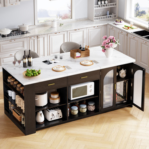 Gabinetes de Cocina de Lujo con Isla, Detalles Dorados, Estilo Mansión, Penthouse, Proyecto OEM Personalizado, Elegante para Ferias Comerciales - Product Image 6