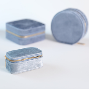 Caja de Joyería de Terciopelo con Cierre, Personalizable con Logotipo, Mini Caja de Almacenamiento de Joyería de Lujo Azul para Viajes, para Anillos y Pulseras - Product Image 2