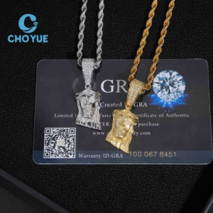 Colgantes de Cabeza de Jesús Pequeños de Plata de Ley 925 de Alta Calidad, Colección de Joyería Hip Hop con Incrustaciones de Diamantes, Unisex, Certificado GRA - Product Image 5