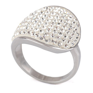 Women's Pyramid Shape Pave Setting <b>Crystal</b> <b>Ring</b> Steel Color Wedding Jewelry Accessory - Product Image 5