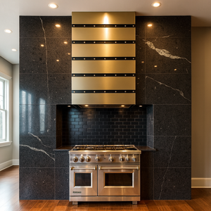 Hotte <span class=keywords><strong>de</strong></span> cuisine en laiton sur mesure, forme <span class=keywords><strong>de</strong></span> boîte extra haute, artisanale, pour cuisines résidentielles haut <span class=keywords><strong>de</strong></span> gamme - Product Image 4