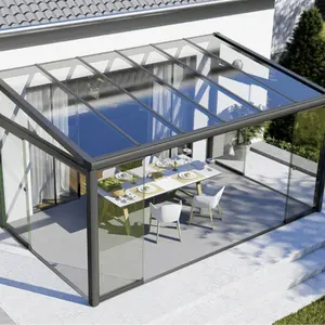 Stile di moda personalizzato facile da installare veranda modulare con struttura in alluminio veranda in vetro con pergola in alluminio