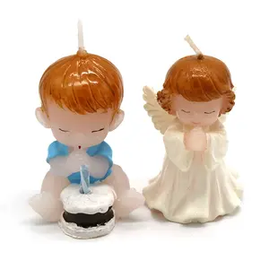 Hediyeler kız melek şekilli mum/dekoratif sanat açı balmumu mum düğün için