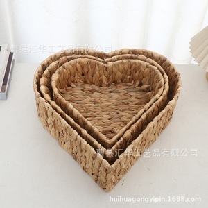 Handmade woven <b>baskets</b>, gourd grass heart-shaped straw <b>storage</b> <b>baskets</b>, desktop sundries <b>baskets</b>, cosmetic <b>storage</b> <b>baskets</b>. - Product Image 2
