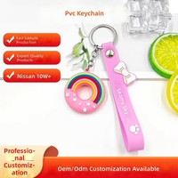 Gantungan Kunci Donat PVC Karet Lunak Lucu Dapat Disesuaikan Liontin Tas Ransel Pelajar Cincin Kunci Buatan Cina Model 0025
