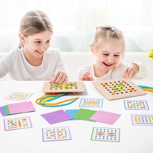 Jouet éducatif populaire pour tout-petits : Planche à enfiler en bois 2026 – Jouet de logique pour apprendre à nouer les lacets - Product Image 2
