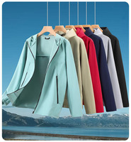 Veste légère unisexe anti-UV UPF50+ écologique pour le printemps, coupe-vent imperméable à capuche pour l'extérieur, personnalisable avec logo