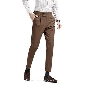 2025 robe pantalon hommes neuf points pantalon <span class=keywords><strong>marron</strong></span> petite jambe droite goutte affaires décontracté taille haute pantalon hommes mince - Product Image 1