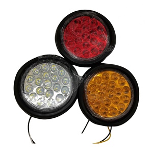 Piezas de Sistema de Iluminación para Camiones de Alta Calidad, Luz Trasera Universal LED Redonda de 4 Pulgadas, Roja, Amarilla y Blanca, para Remolques de Camiones - Product Image 1