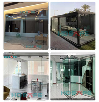 Grande porte coulissante patio en verre sans cadre Porte accordéon extérieure Aluminium Bi Fold Glass Curtain Partition Wall for Patio Sunroom