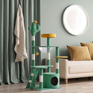 Tour de chat moderne et active avec poteaux à gratter, meubles verts personnalisés pour animaux de compagnie, directement en usine pour Noël - Product Image 2