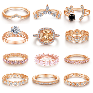 Tonglin Classic <strong>Ring</strong> Girls Rose Gold Plated <strong>Sterling</strong> <strong>Silver</strong> 925 Cubic Zirconia Stackable <strong>Rings</strong> Bridal <strong>Set</strong> - Product Image 3